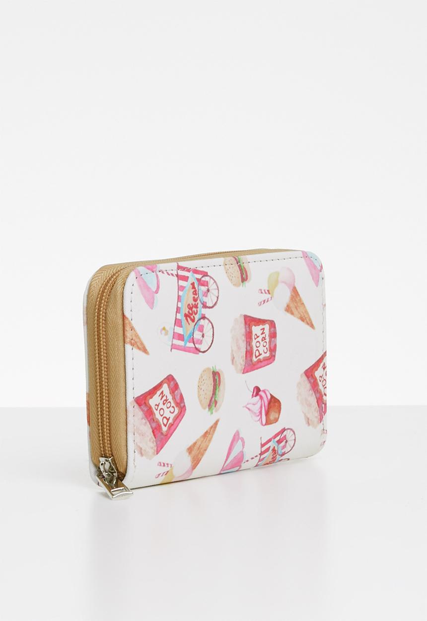 Pop Candy - Printed purse - cream & pink 
