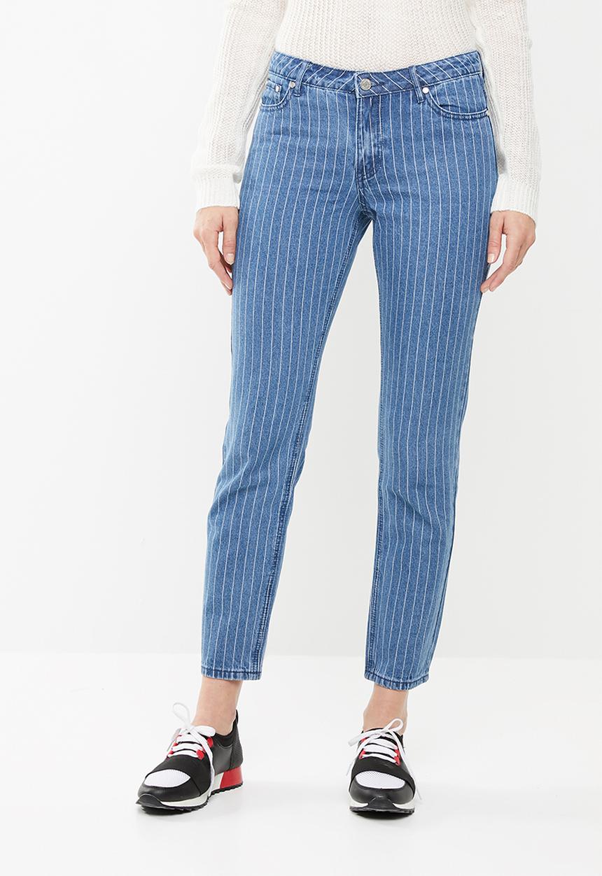 Missguided - Lust low rise pinstripe boyfriend jean - blue