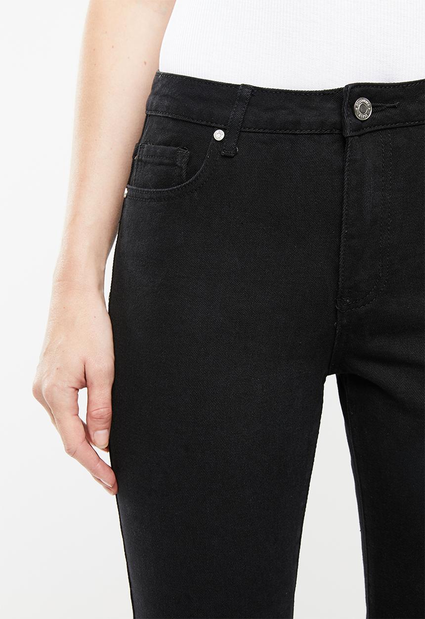 Missguided - Mid rise cropped straight leg jean- black