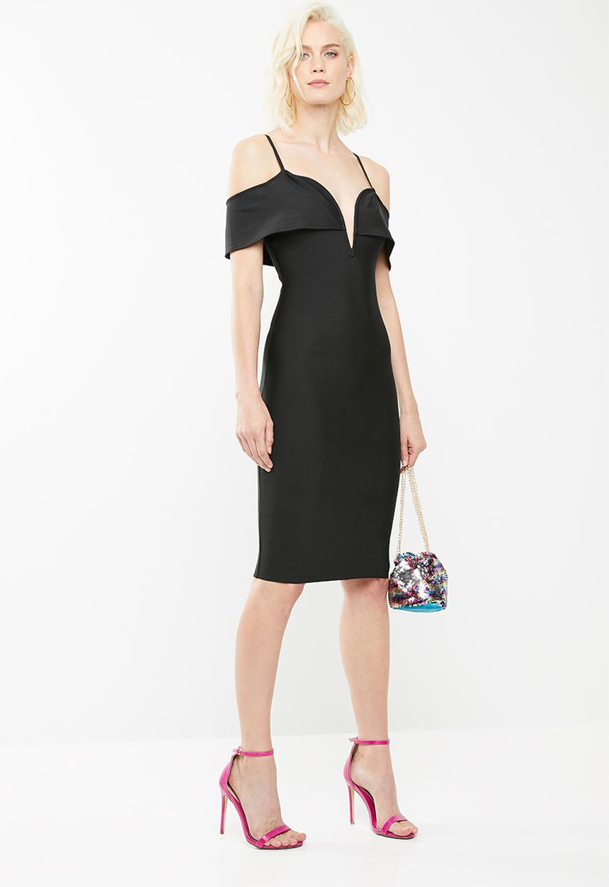 Missguided - Rib binding detail bandage mini dress - black