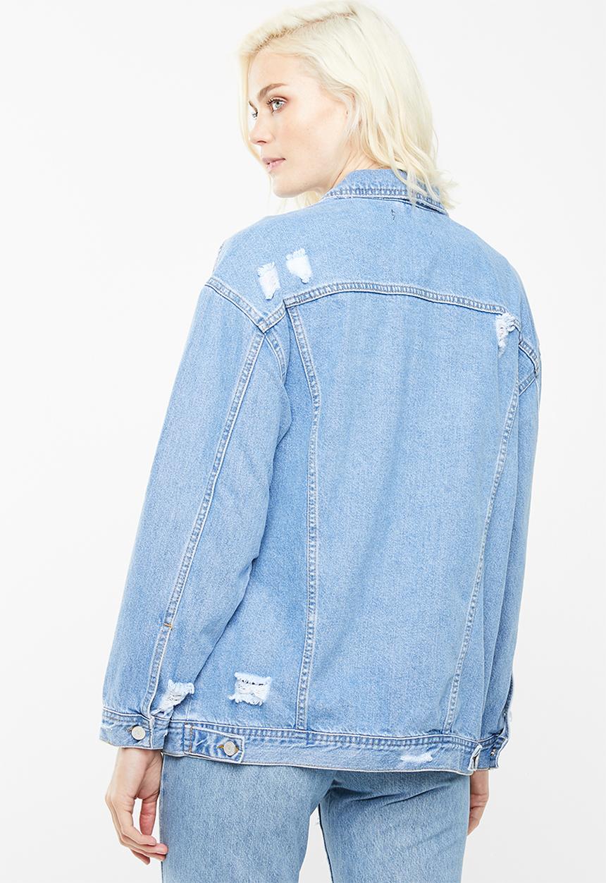 Missguided - Oversized boyfriend fit denim jacket - blue