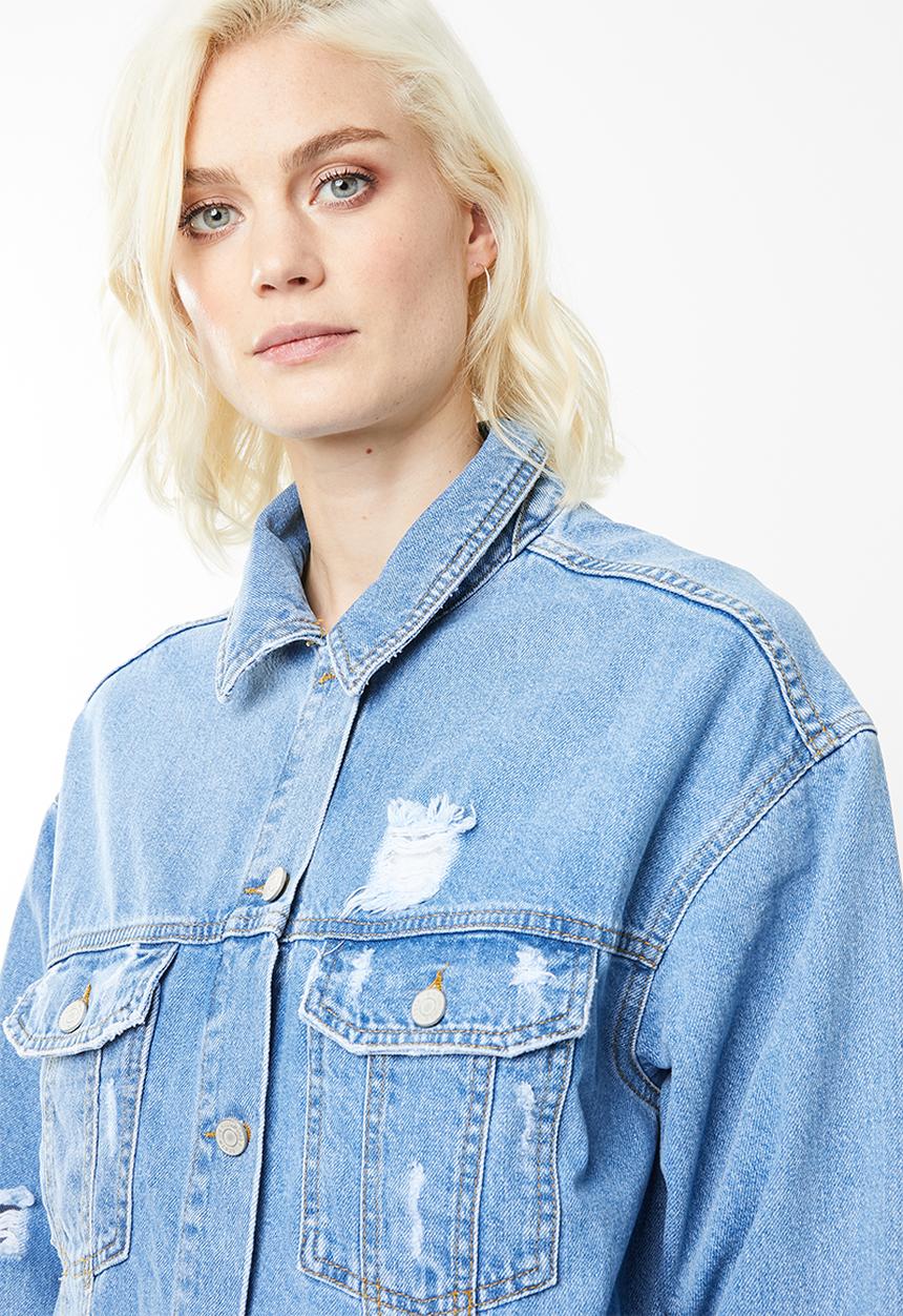 Missguided - Oversized boyfriend fit denim jacket - blue