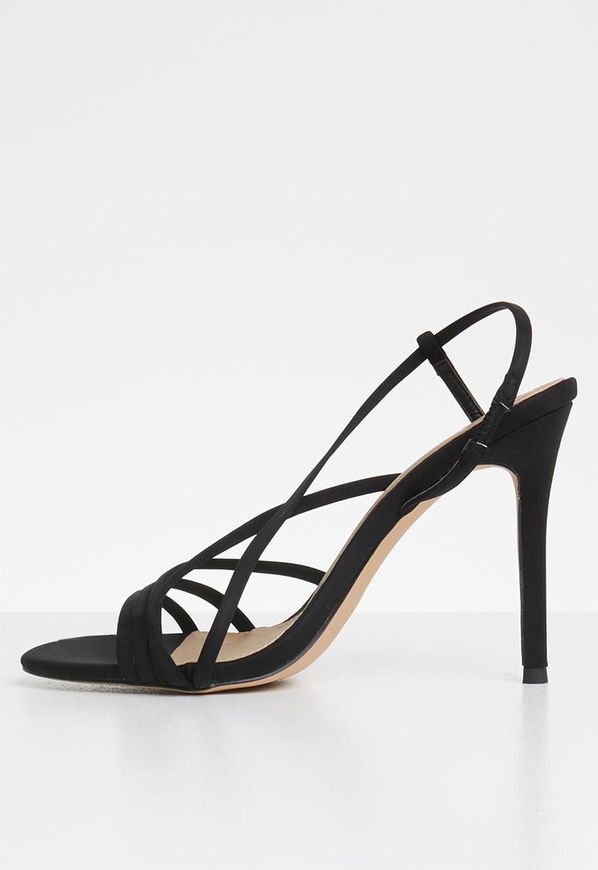 Missguided - Asymmetric multi strap heel sandal - black