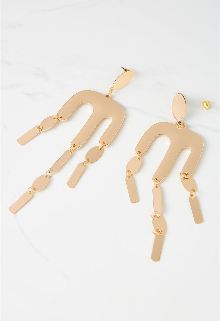Cotton On - Waterfall metal statement earring - gold