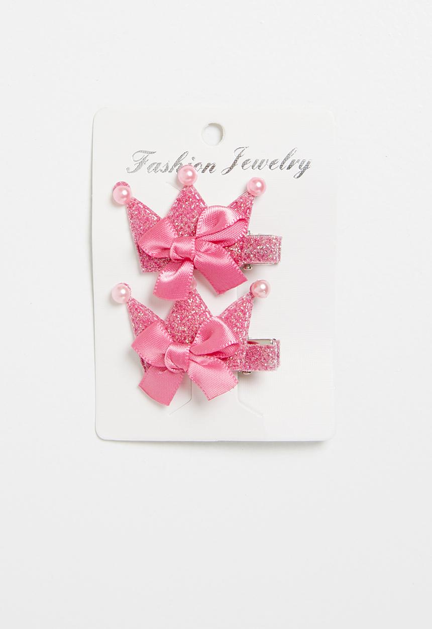 Pop Candy - Crown detailed hair clips - pink