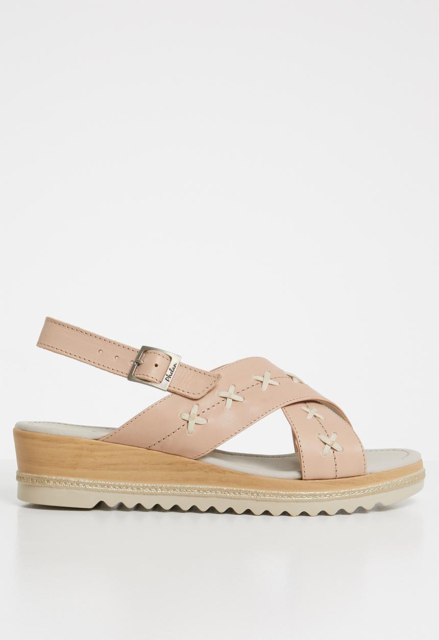 Phelan - Slingback leather wedge - neutral