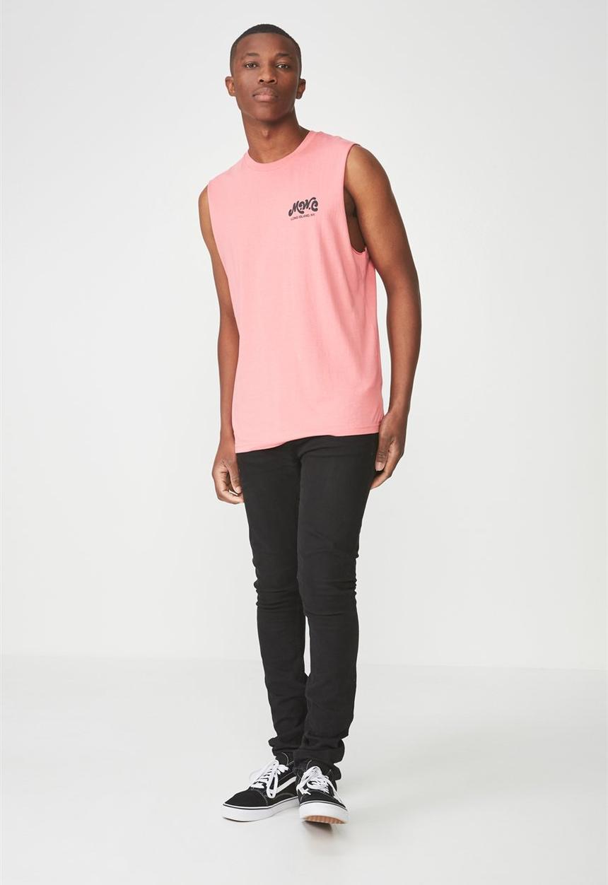 Cotton On - Tbar muscle tee honeysuckle - coral 