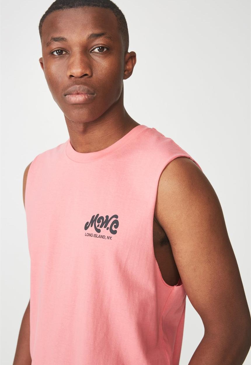 Cotton On - Tbar muscle tee honeysuckle - coral 