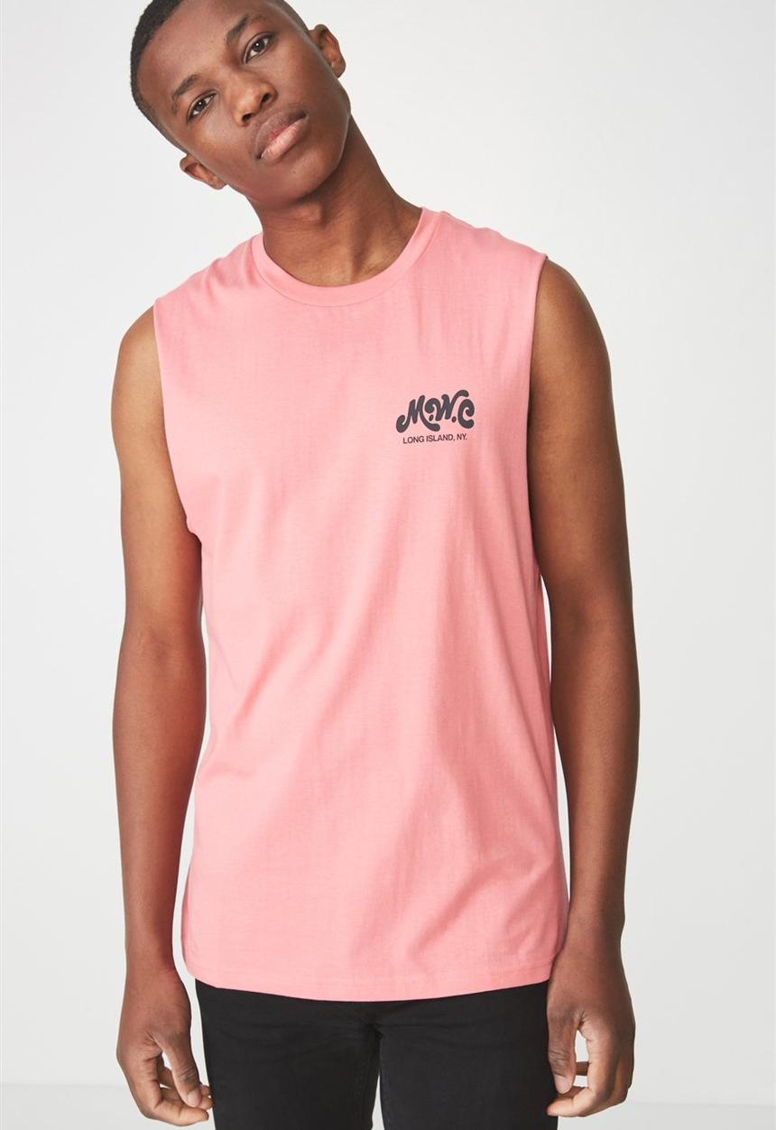 Cotton On - Tbar muscle tee honeysuckle - coral 