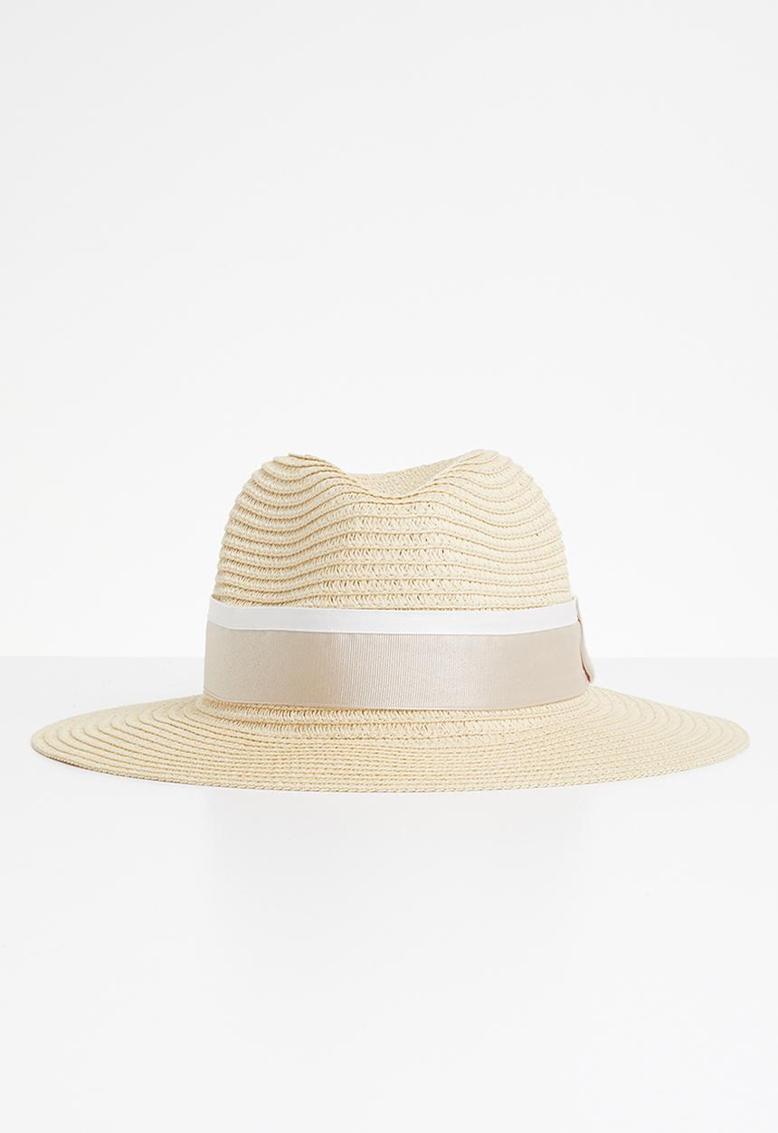 edit - Fedora with 2-tone ribbon trim - cream