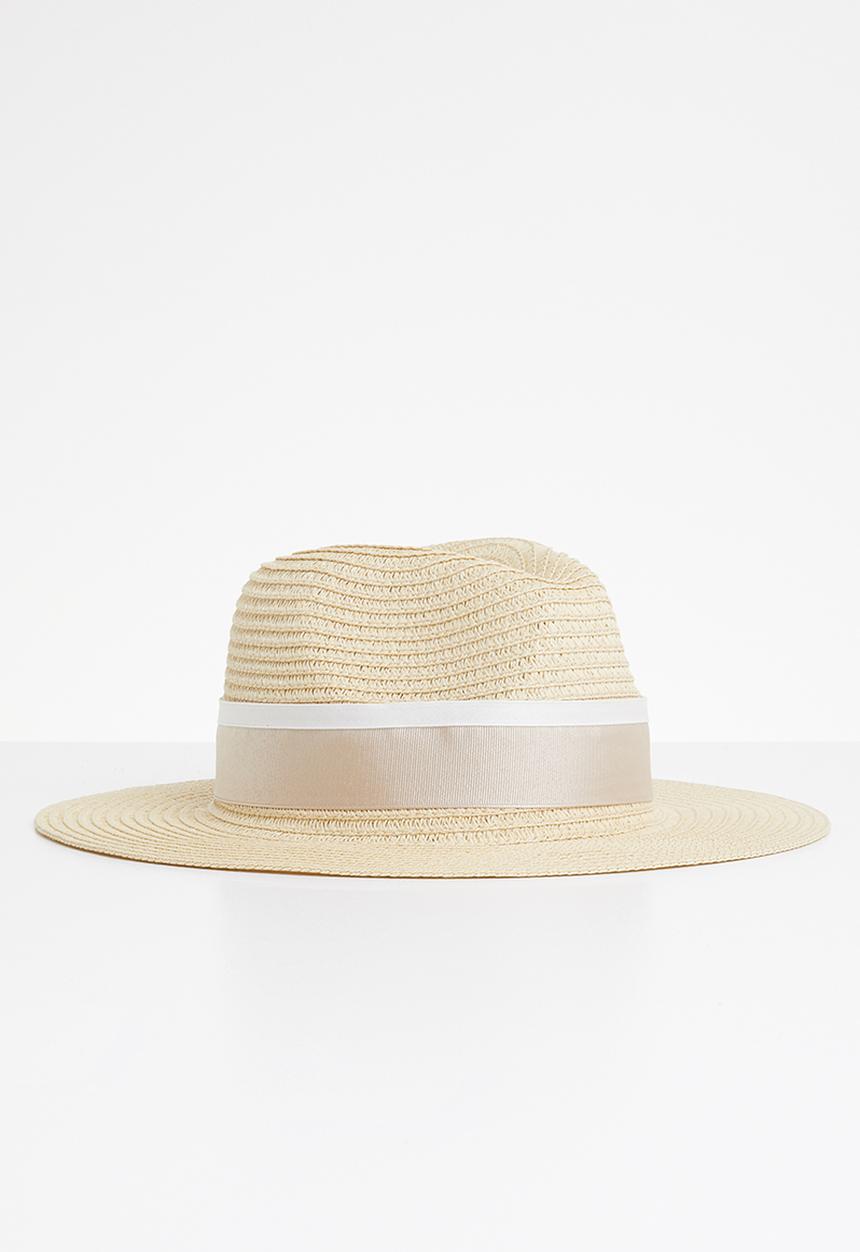 edit - Fedora with 2-tone ribbon trim - cream