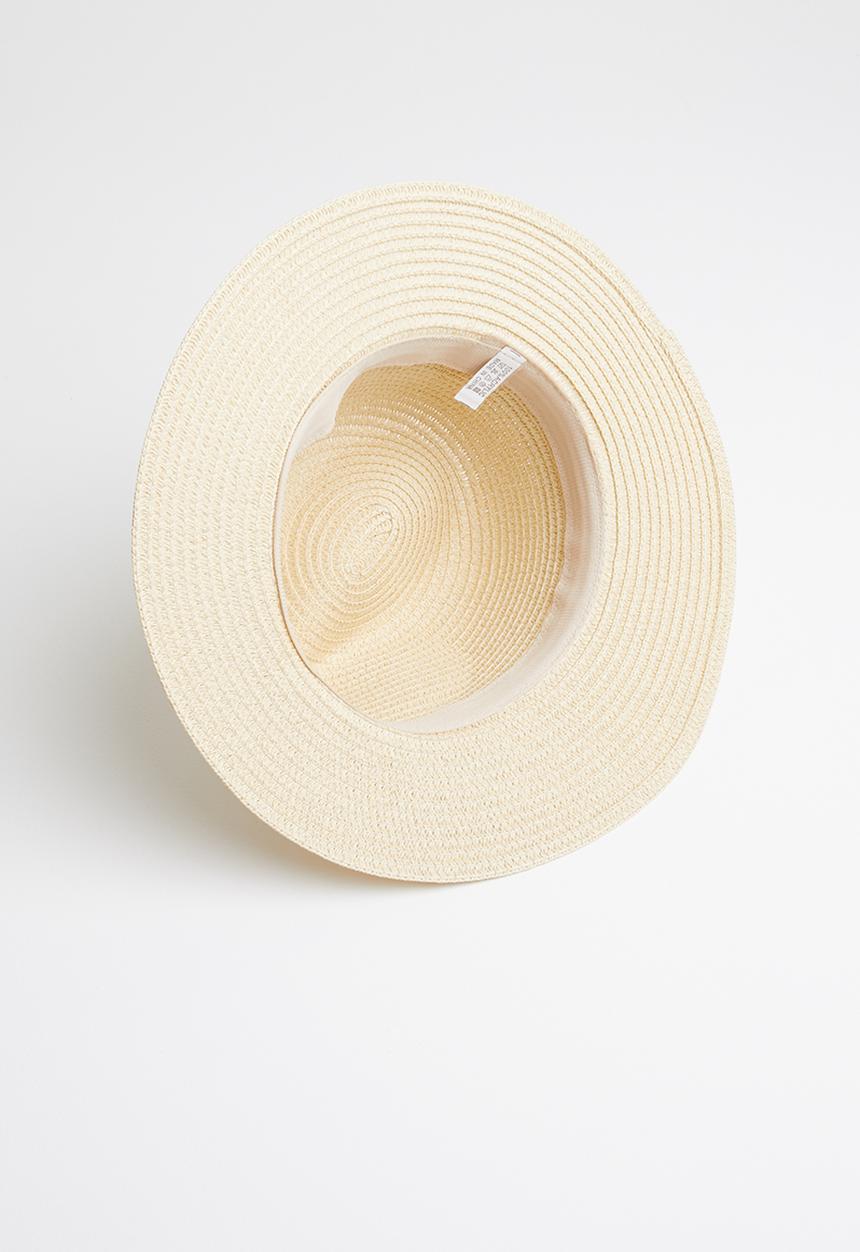 edit - Fedora with 2-tone ribbon trim - cream