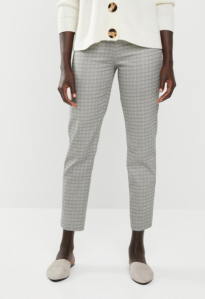 edit - Straight cut printed trousers - cream & black 
