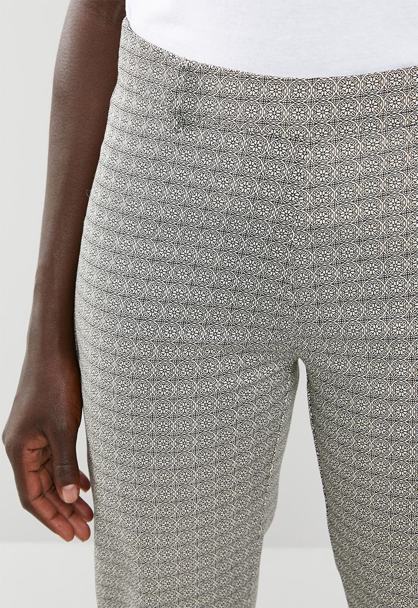 edit - Straight cut printed trousers - cream & black 