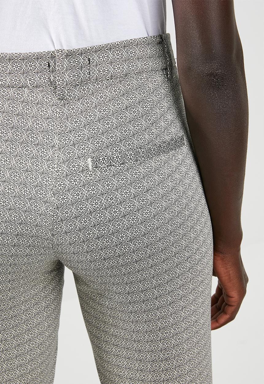 edit - Straight cut printed trousers - cream & black 