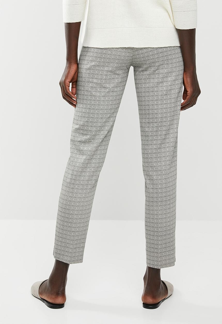 edit - Straight cut printed trousers - cream & black 