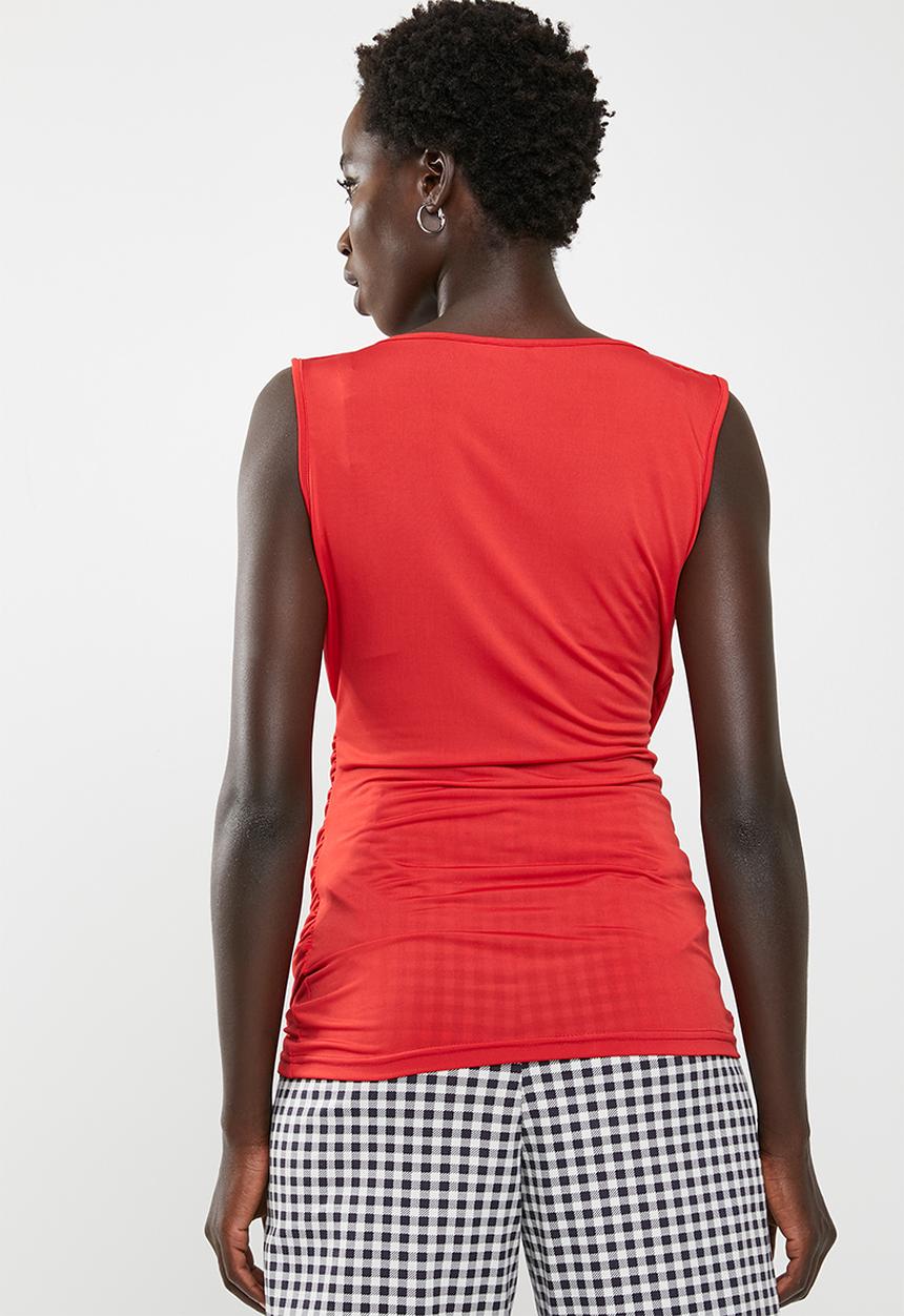 edit - Wrap over sleeveless top - red