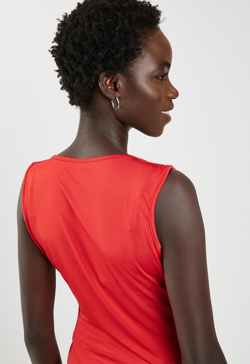 edit - Wrap over sleeveless top - red