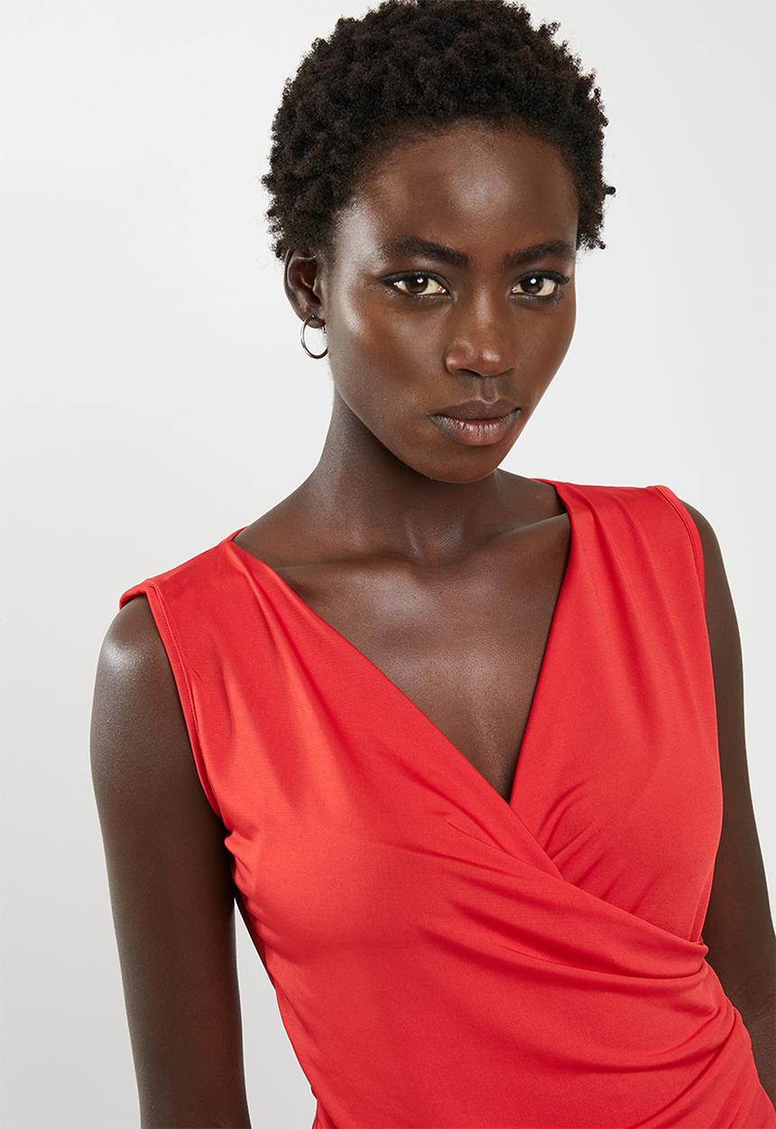 edit - Wrap over sleeveless top - red