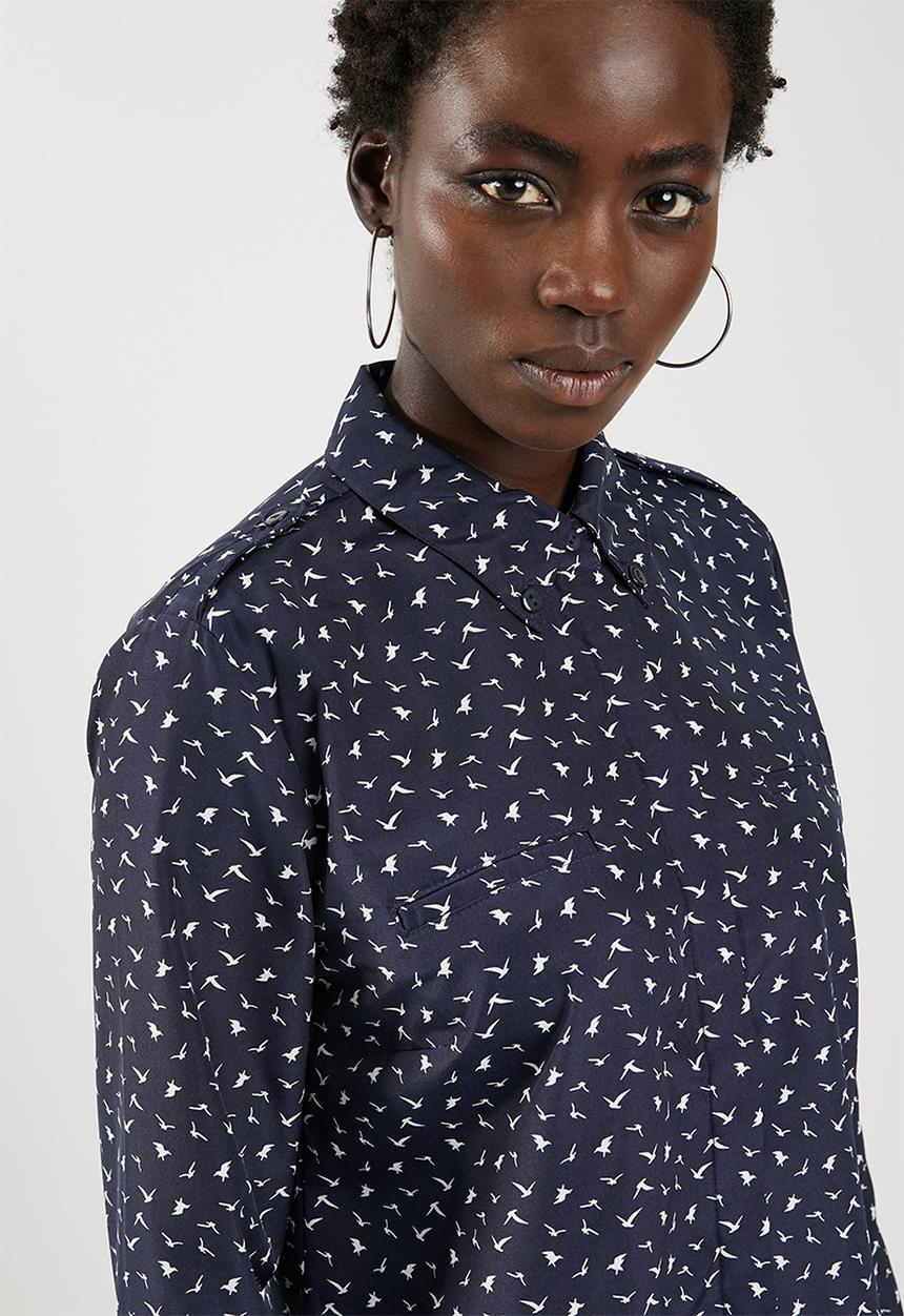 edit - Long sleeve button down shirt - navy