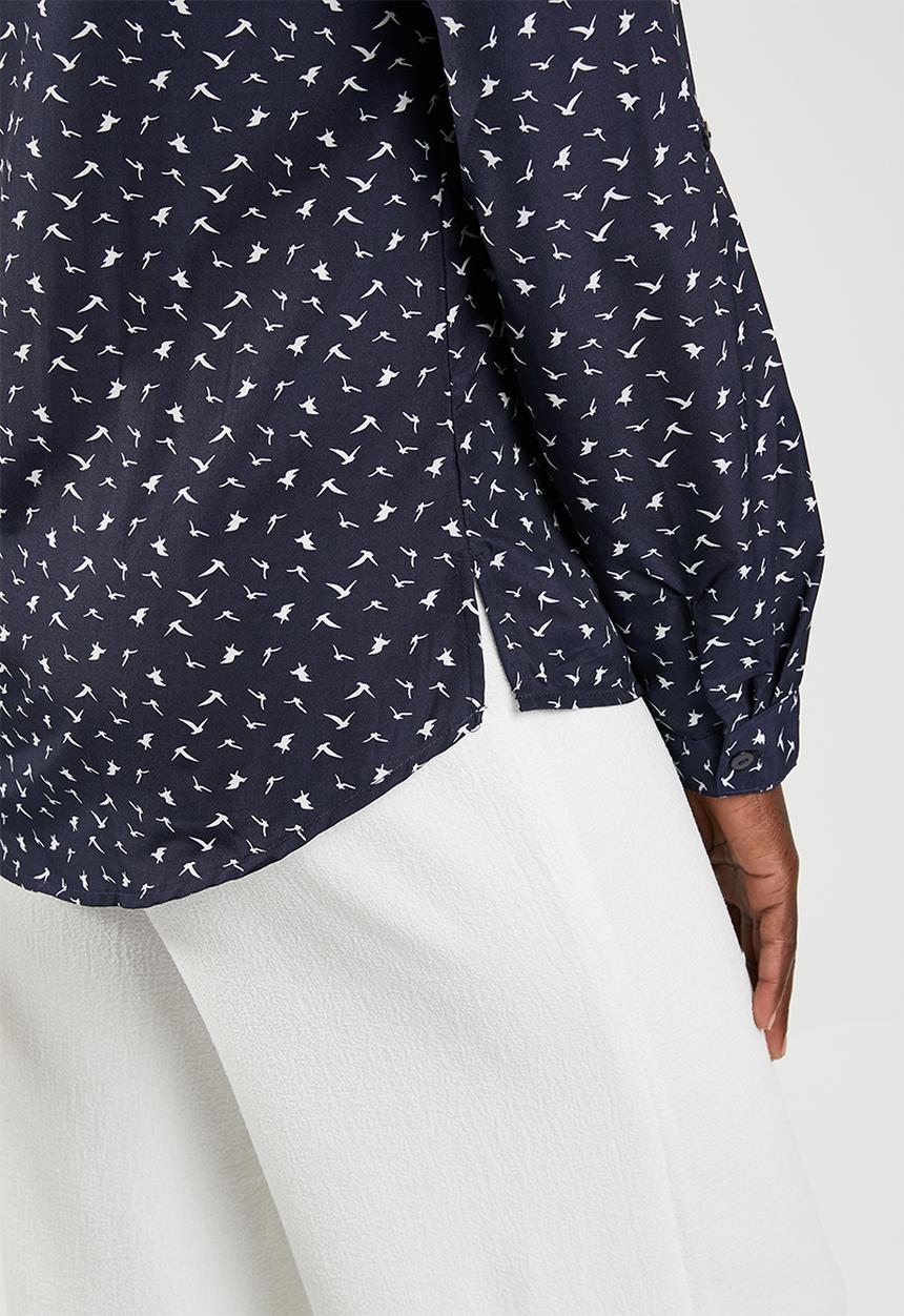 edit - Long sleeve button down shirt - navy