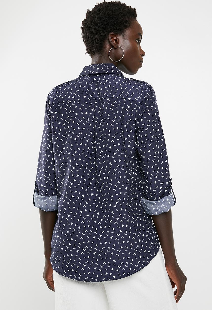edit - Long sleeve button down shirt - navy