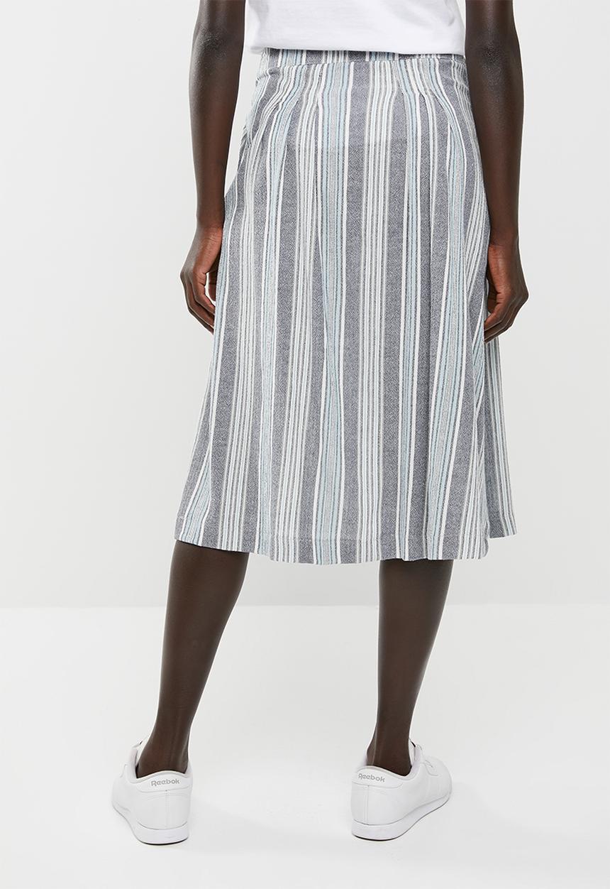 edit - Linen look button down skirt - blue