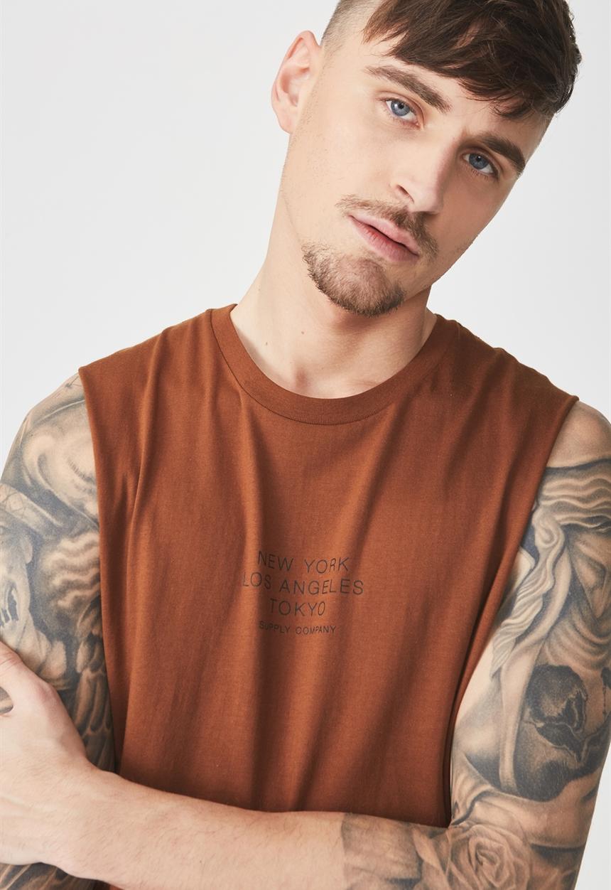 Cotton On - Tbar muscle tank -  brown