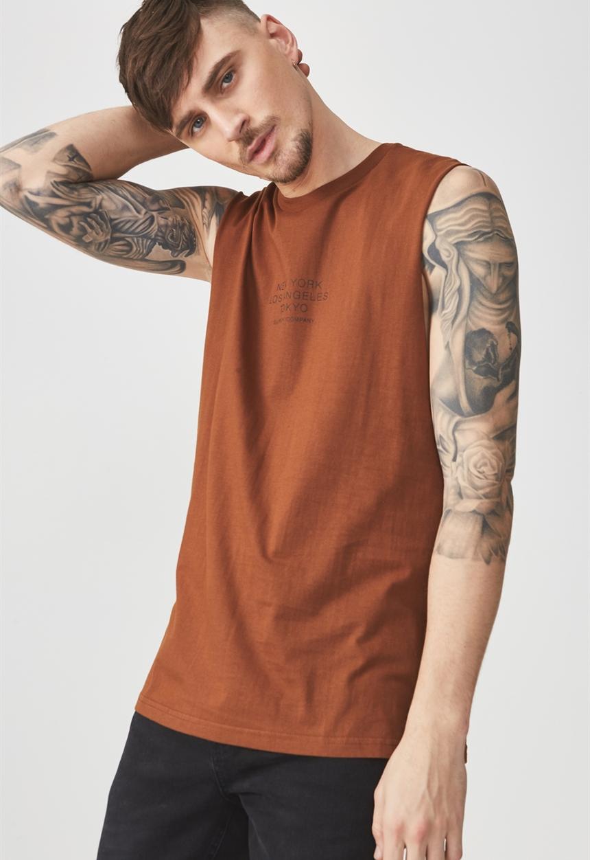 Cotton On - Tbar muscle tank -  brown