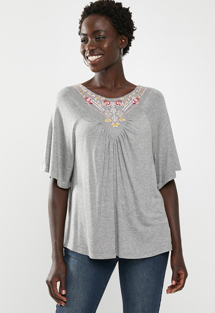 JEEP - Embroidered T-shirt - grey