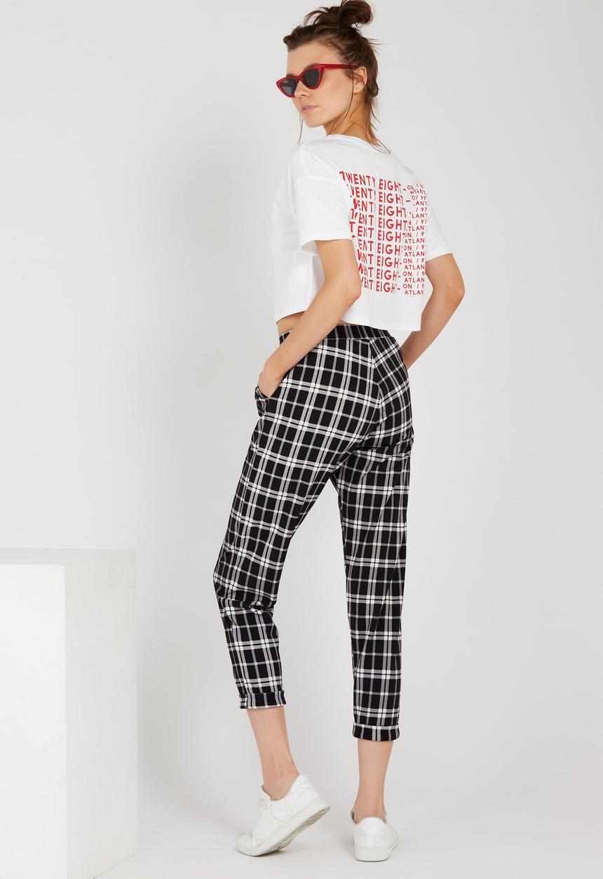Supré  - Printed loose crop tee - white 