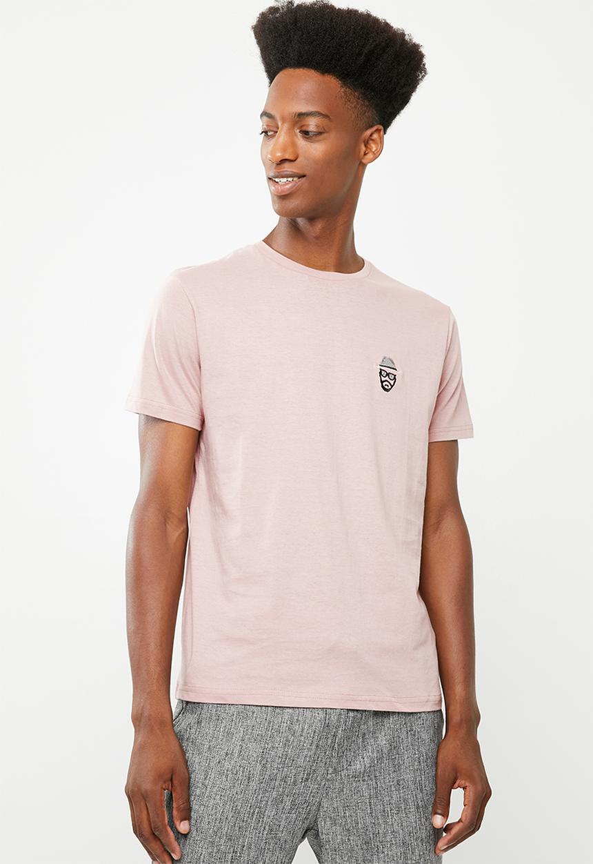 Brave Soul - Basilisk chest embroidered t-shirt - pale pink