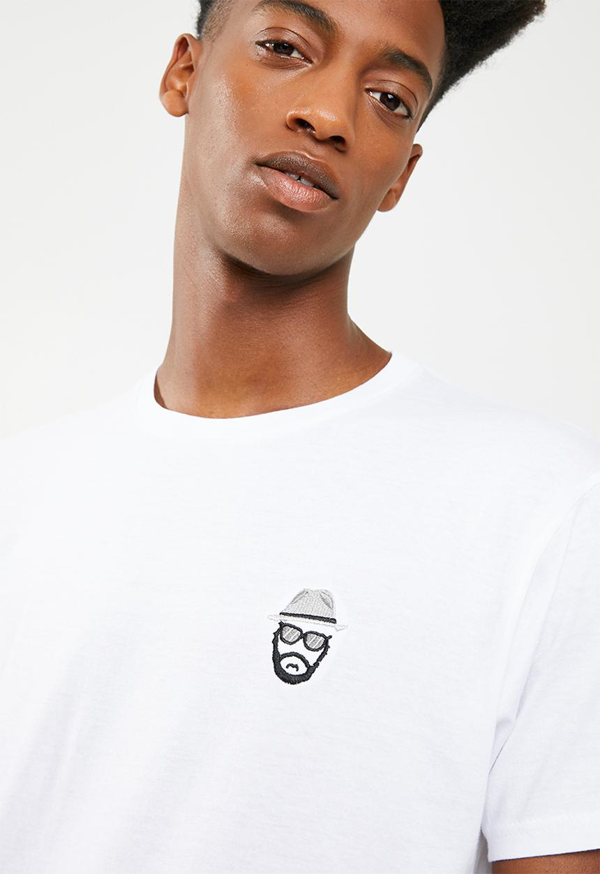 Brave Soul - Basilisk chest embroidered t-shirt - white
