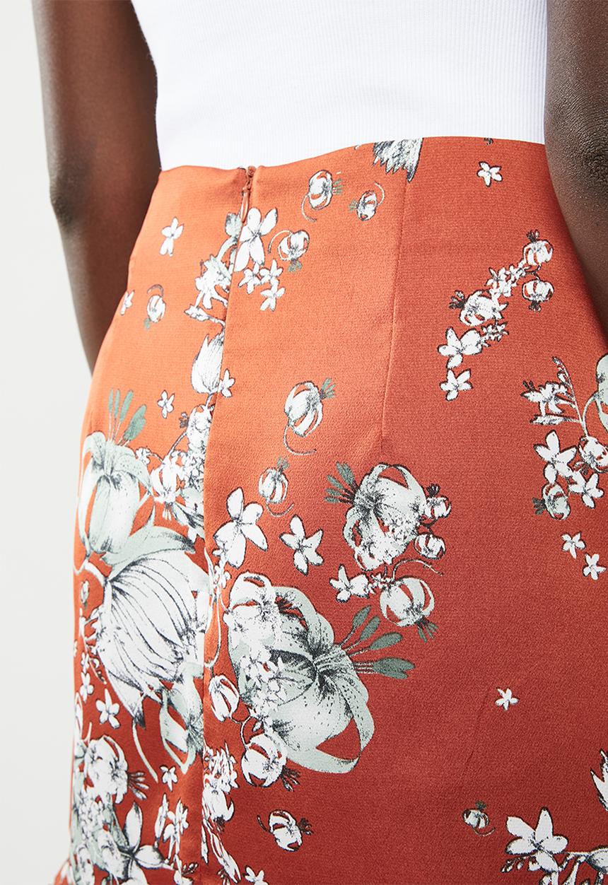 Missguided - Floral wrap tie side mini skirt - bronze