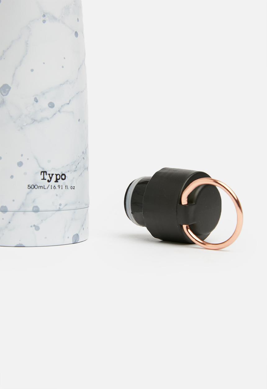 Typo - Triangle metal drink bottle - white & black