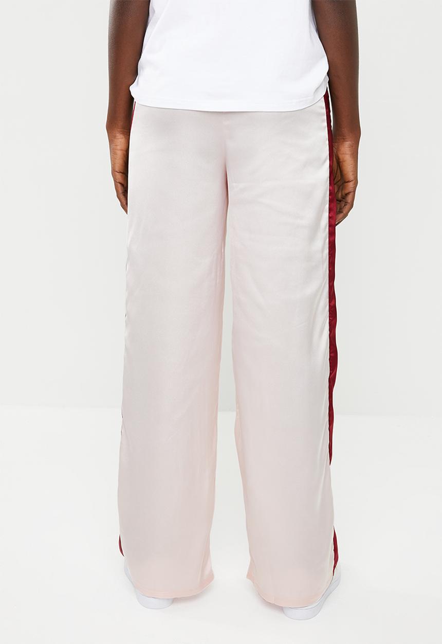 Missguided - Satin side stripe trousers - pink & burgundy 