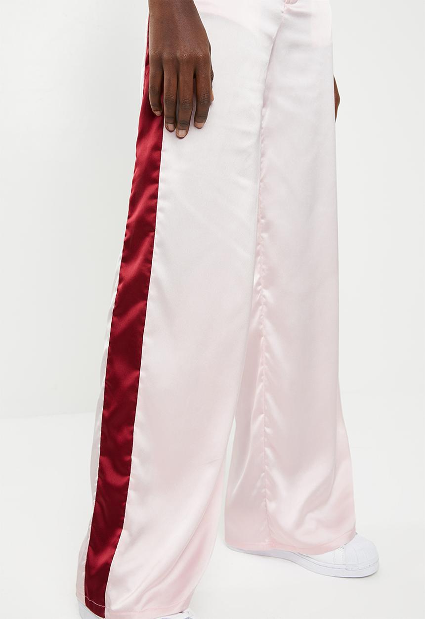 Missguided - Satin side stripe trousers - pink & burgundy 