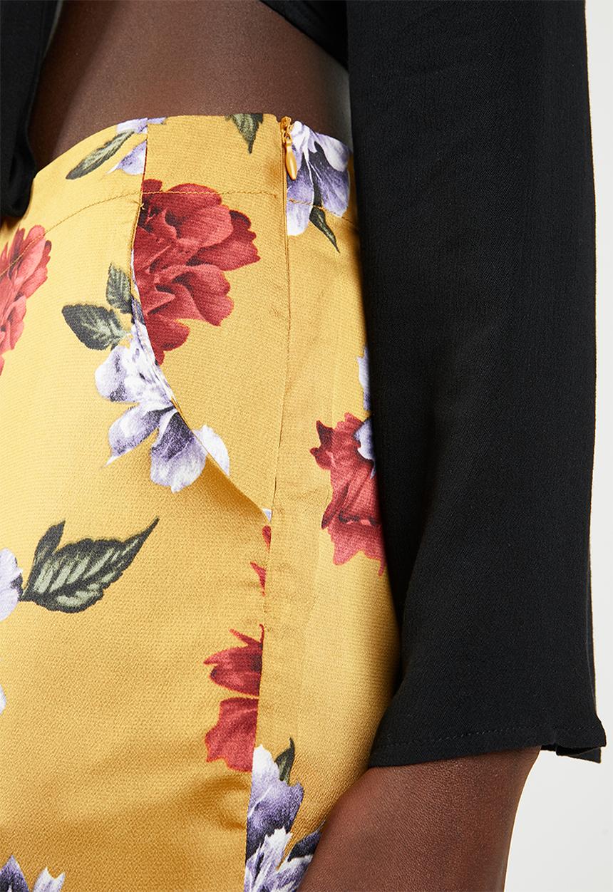Missguided - Floral wide leg trousers - yellow