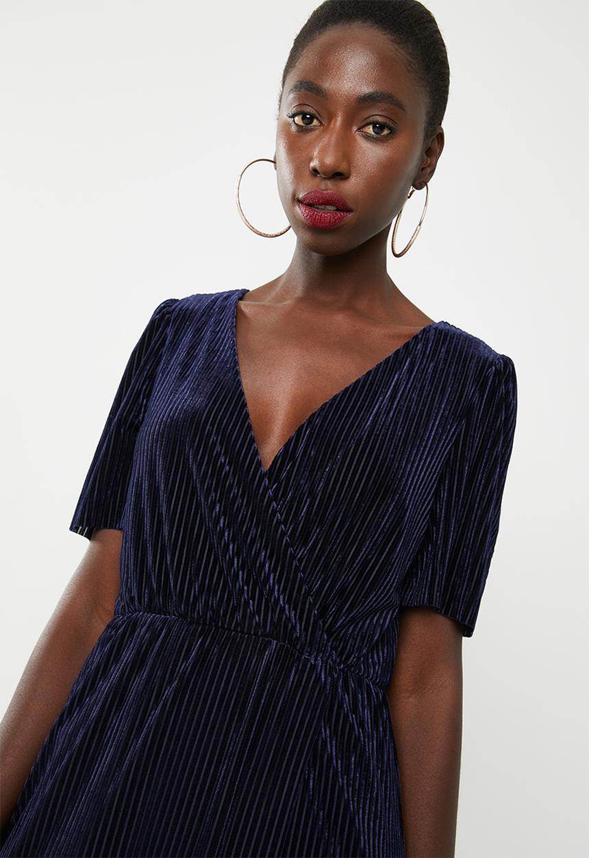Vero Moda - Ella velvet short dress - navy