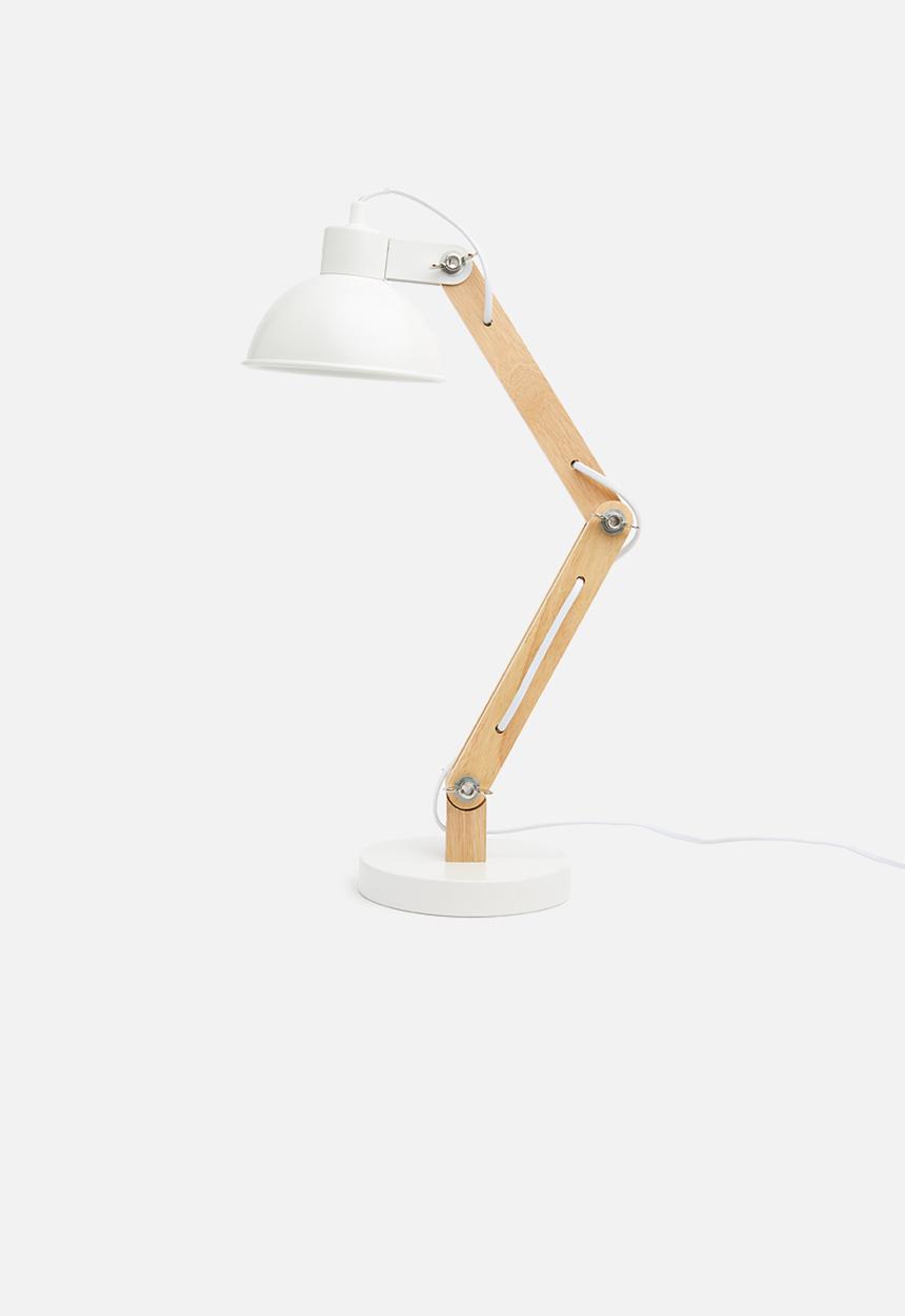 Sixth Floor - White wood desk lamp - natural & white