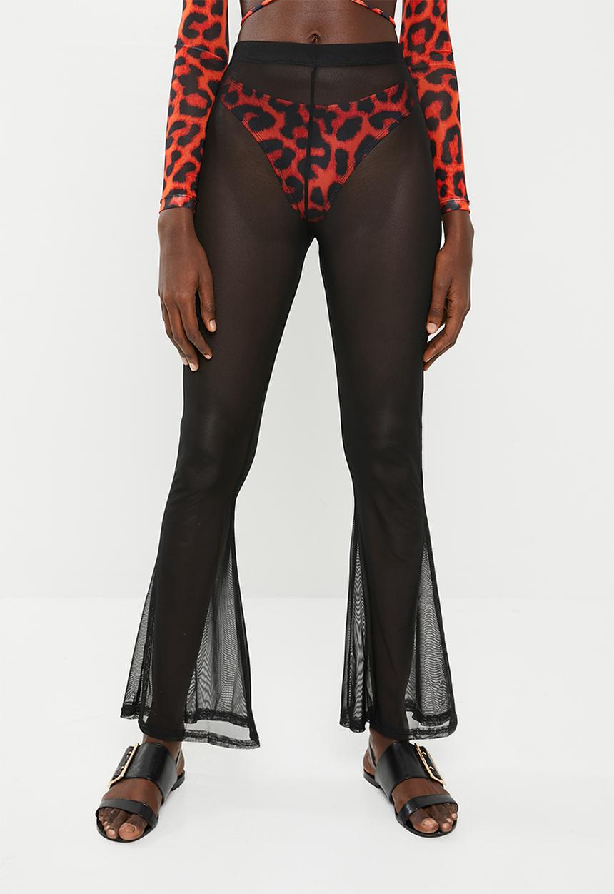Missguided - Mesh flare trousers - black