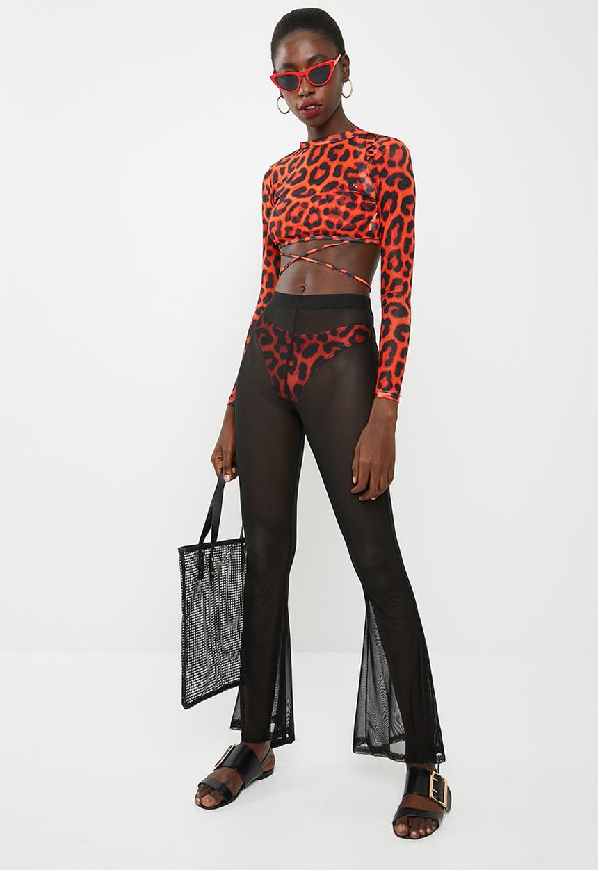 Missguided - Mesh flare trousers - black