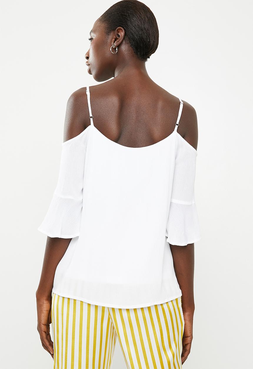 Noisy May - Alberte cold shoulder top - white