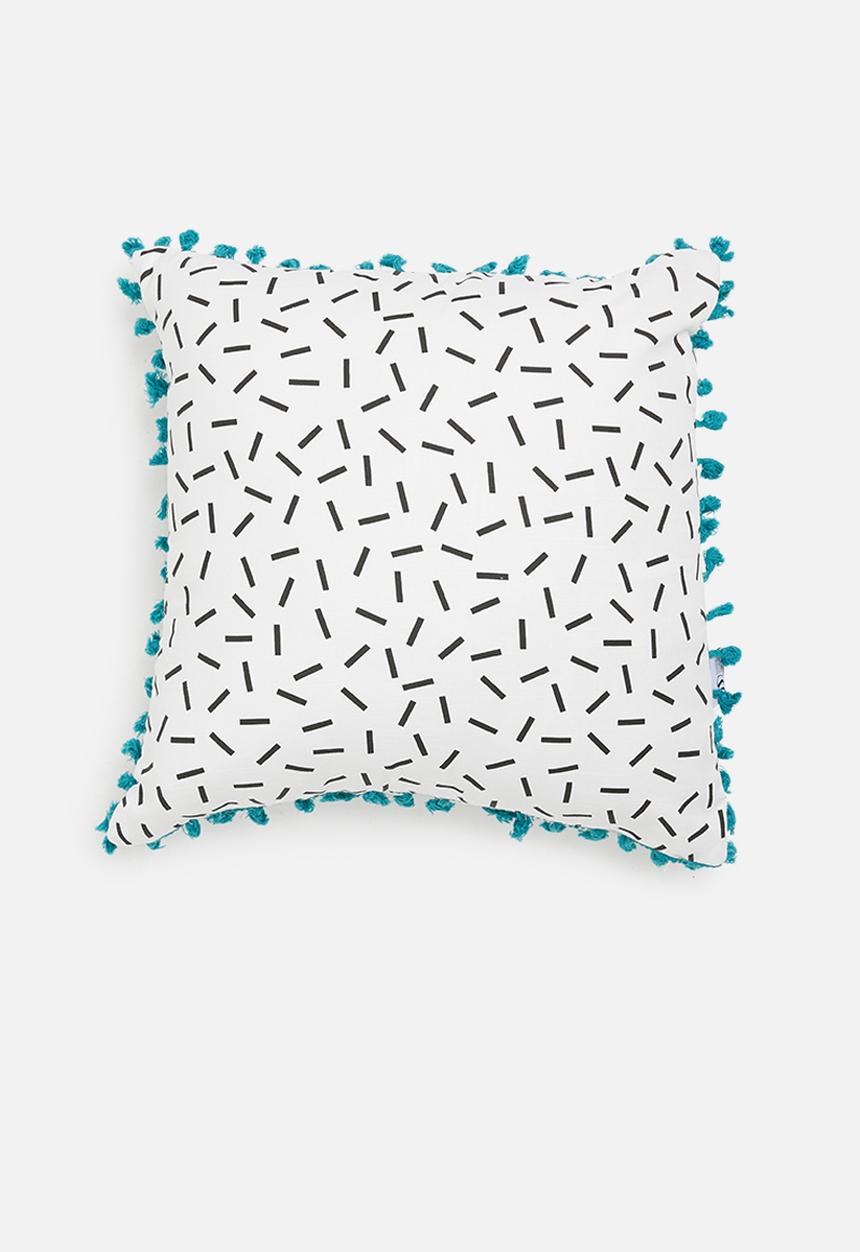 Sixth Floor - Adison kids cushion cover - black & turquoise