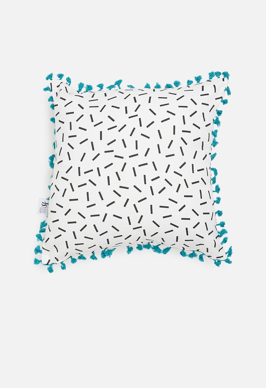 Sixth Floor - Adison kids cushion cover - black & turquoise