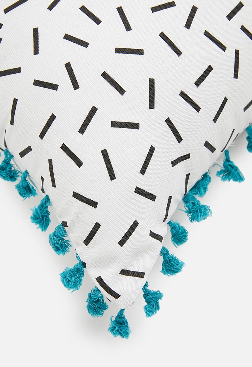 Sixth Floor - Adison kids cushion cover - black & turquoise