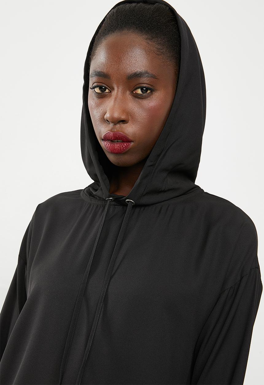 Noisy May - Sarah long sleeve hoodie dress - black