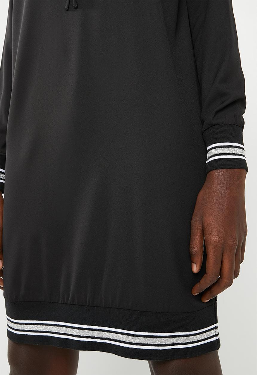 Noisy May - Sarah long sleeve hoodie dress - black