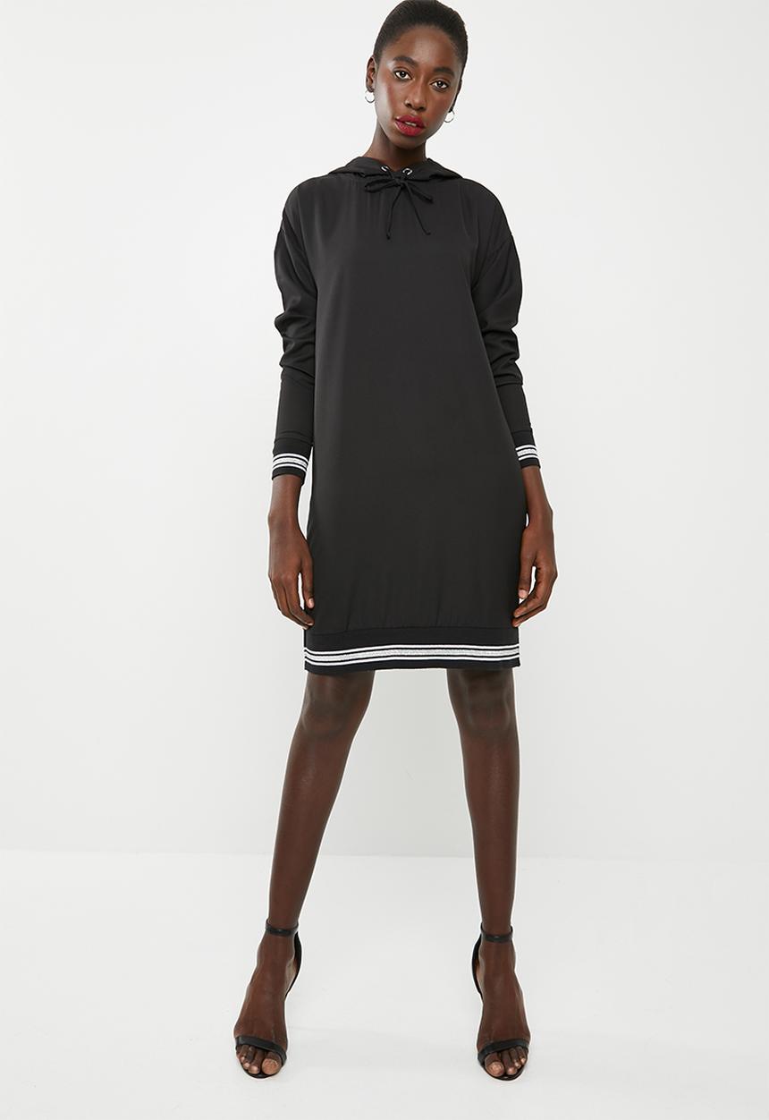 Noisy May - Sarah long sleeve hoodie dress - black