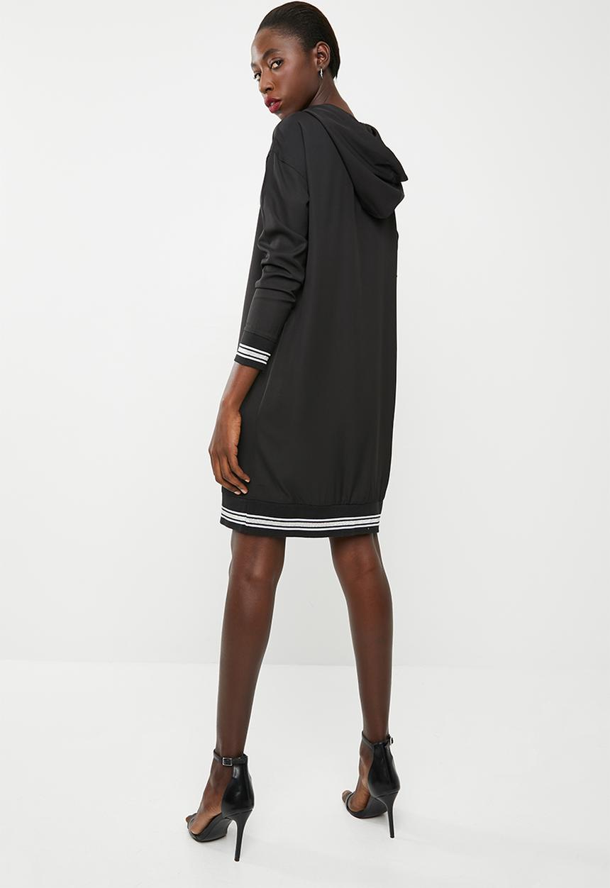 Noisy May - Sarah long sleeve hoodie dress - black